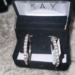 10k White Gold 1/2ct Diamond Hoop Earrings